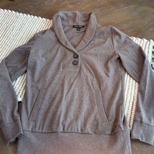 Banana Republic Heathered Taupe Shaw Collar Knit Sweater with Pockets